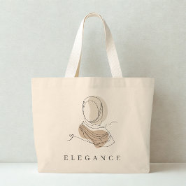World Hijab Day Elegance Tote | Minimal Line Art Jumbo Tygkasse