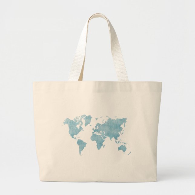 World in Blue Tote Bag Jumbo Tygkasse (Framsidan)