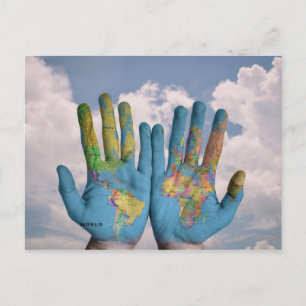 "World in Your Händer" vykort