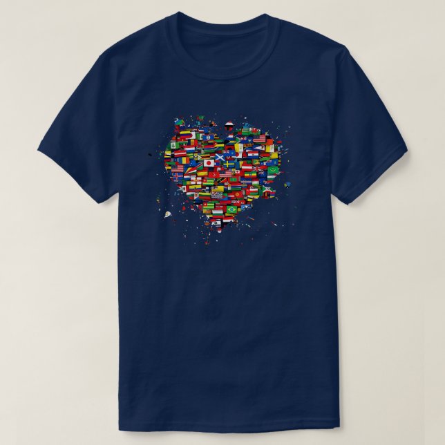 World Internationell People Human Flaggor Heart Co T Shirt (Design framsida)