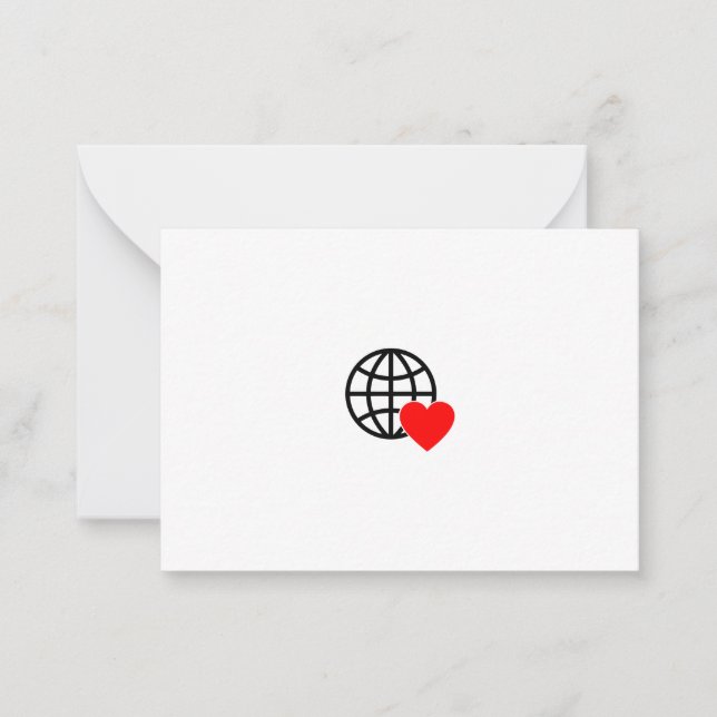 World Kärlek Globe Icon | Sommardesign för hjärtat Anteckningskort (Framsida)