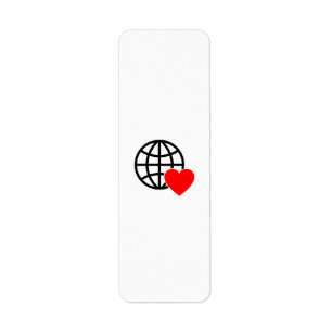 World Kärlek Globe Icon   Sommardesign för hjärtat Returadress Etikett