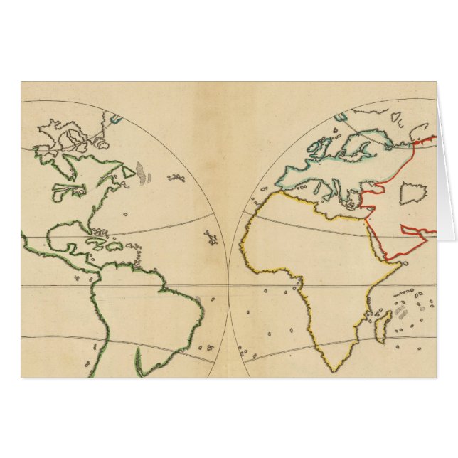 World Karta med 5 zoner Hälsningskort (Framsidan Horizontal)