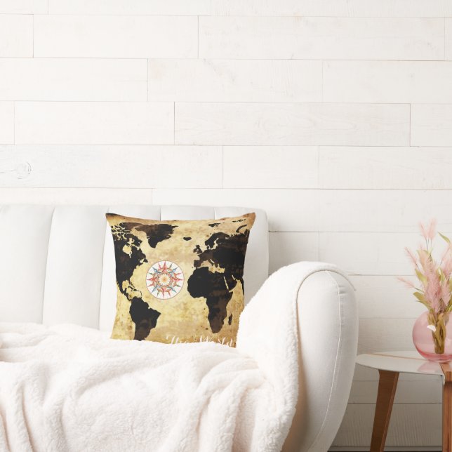 World-karta med Comass-ro Kudde (Soffa)