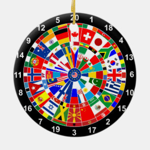 World land flagga darts board match-tjurar julgransprydnad keramik