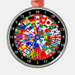 World land flagga darts board match-tjurar julgransprydnad metall