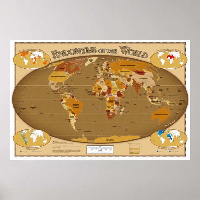 World Land på deras lokala språk (Endonyms) Poster (Framsidan)