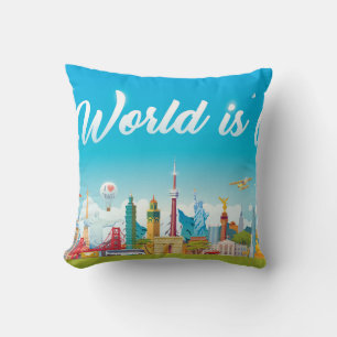 World Landmarks: Reseuppsättning Vintage Set Kudde