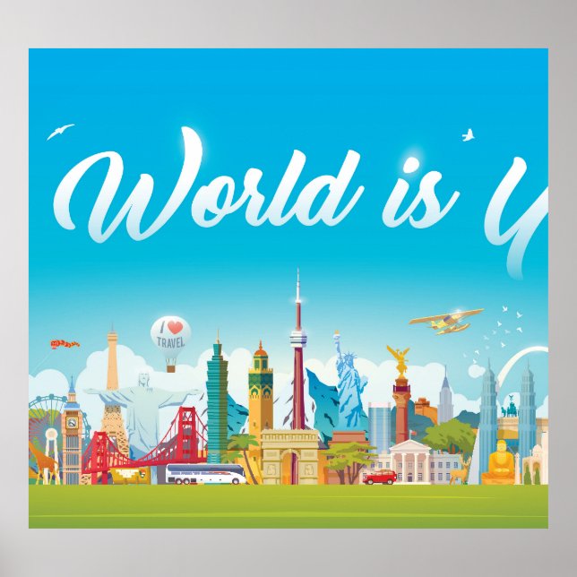 World Landmarks: Reseuppsättning Vintage Set Poster (Framsidan)