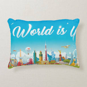 World Landmarks: Reseuppsättning Vintage Set Prydnadskudde