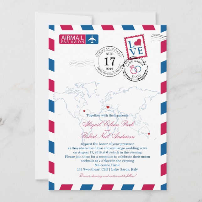 World Locations Italien Bröllop Airmail Inbjudningar (Framsida)