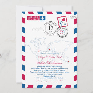 World Locations Italien Bröllop Airmail Inbjudningar