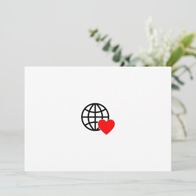 World Love Globe Icon | Heart Earth Summer Design Julkort (Stående Fram)