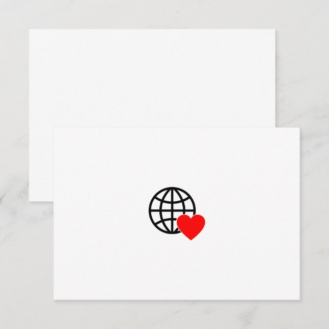 World Love Globe Icon | Heart Earth Summer Design Tack Kort (Fram/baksida)