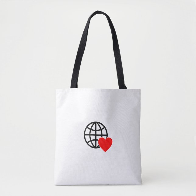 World Love Globe Icon | Heart Earth Summer Design Tygkasse (Framsida)