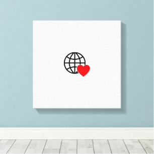 World Love Globe Ikon   Hjärtformad Jord Sommardes Canvastryck