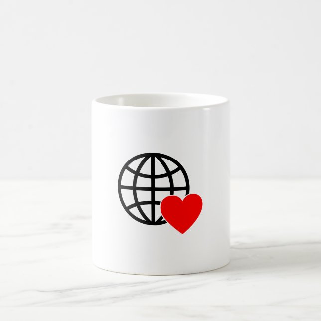 World Love Globe Ikon | Hjärtformad Jord Sommardes Kaffemugg (Center)
