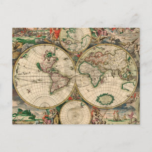 World Map 1689-Vintage med vykort