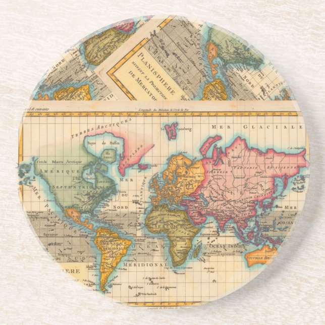 World Map 1700s Antique Underlägg (Framsidan)