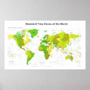 World Map 2013, standardtidszoner Poster