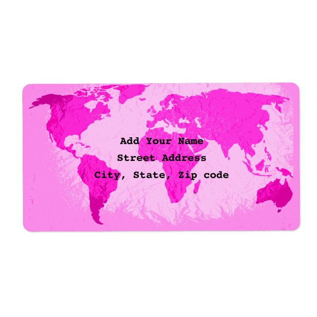 World Map Abstrakt Rosa Lila  Art Traveler Anpassn Fraktsedel (Framsidan)