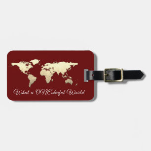 World Map Adress Vilken en underbar Guld Burgundy Bagagebricka