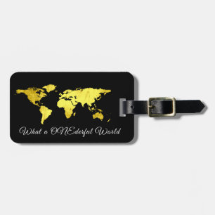 World Map Adress, vilken en underbar svart Guld Bagagebricka