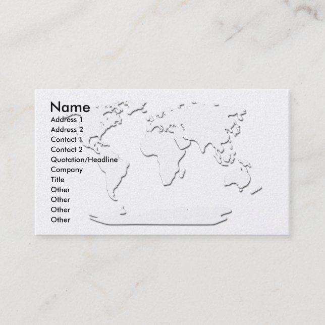 World Map Affärskort Guld Visitkort (Framsida)