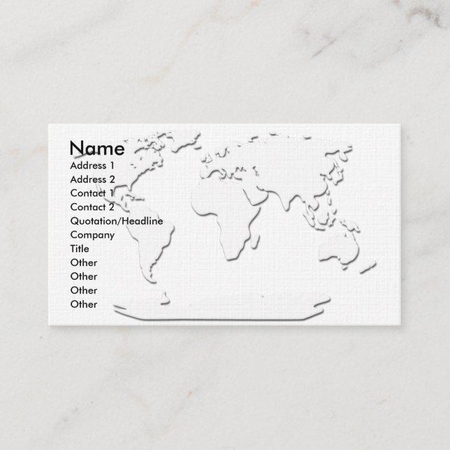 World Map Affärskort White Visitkort (Framsida)