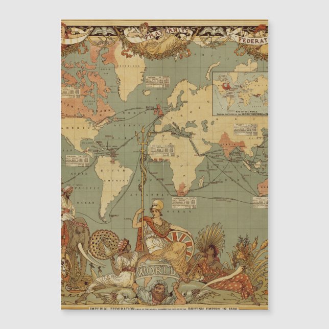 World Map Antique 1886 Illustrated (Framsida)