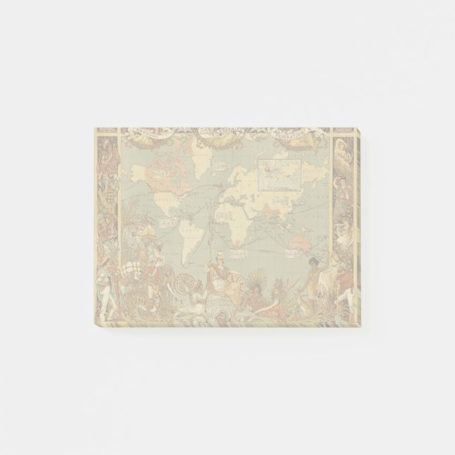 World Map Antique 1886 Illustrated Post-it Block (Framsida)