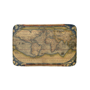 World Map Antique Ortelius Europe Travel Badrumsmatta