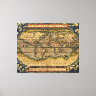 World Map Antique Ortelius Europe Travel Canvastryck