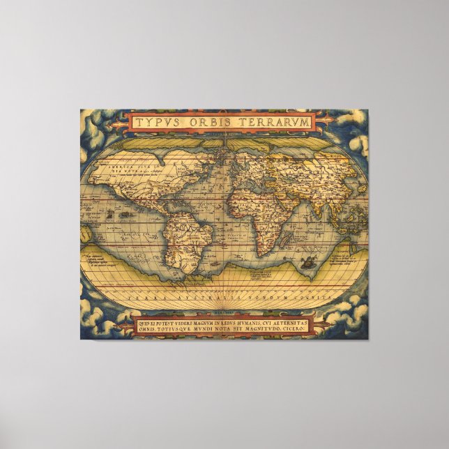 World Map Antique Ortelius Europe Travel Canvastryck (Framsida)