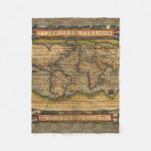 World Map Antique Ortelius Europe Travel Fleecefilt