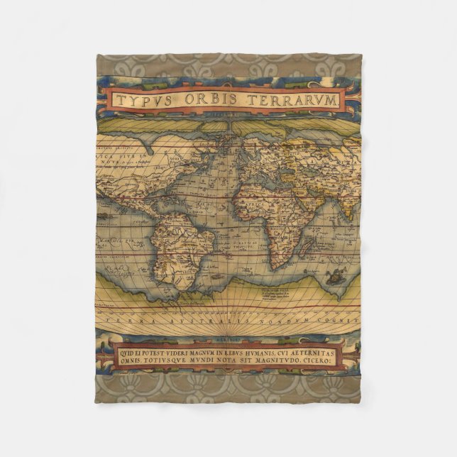 World Map Antique Ortelius Europe Travel Fleecefilt (Framsidan)