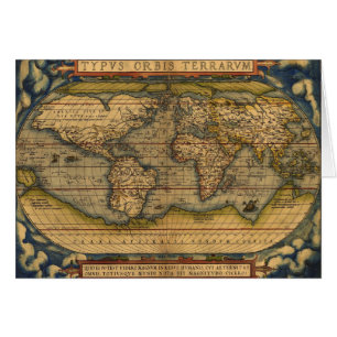 World Map Antique Ortelius Europe Travel Hälsningskort