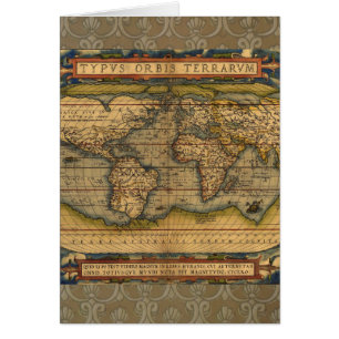 World Map Antique Ortelius Europe Travel Hälsningskort