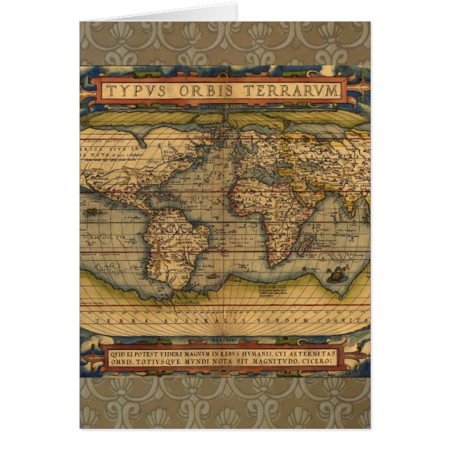 World Map Antique Ortelius Europe Travel Hälsningskort (Framsidan)