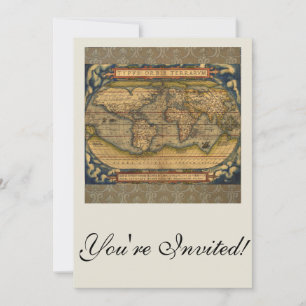 World Map Antique Ortelius Europe Travel Inbjudningar