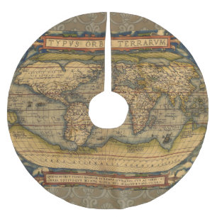 World Map Antique Ortelius Europe Travel Julgransmatta Borstad Polyester