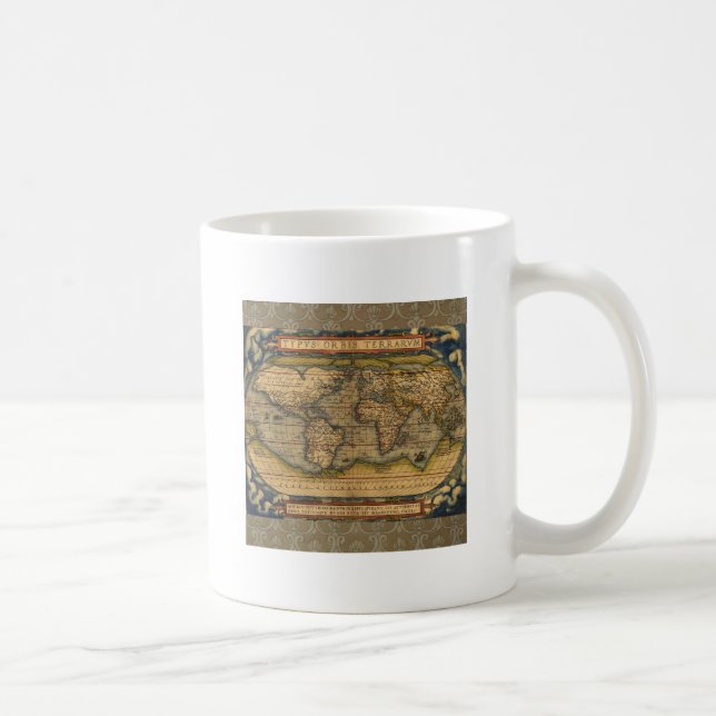 World Map Antique Ortelius Europe Travel Kaffemugg (Höger)