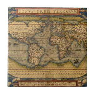 World Map Antique Ortelius Europe Travel Kakelplatta