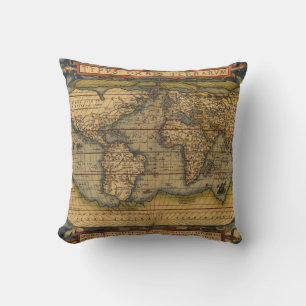 World Map Antique Ortelius Europe Travel Kudde