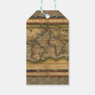 World Map Antique Ortelius Europe Travel Presentetikett