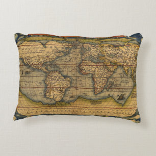 World Map Antique Ortelius Europe Travel Prydnadskudde