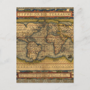 World Map Antique Ortelius Europe Travel Vykort