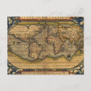 World Map Antique Ortelius Europe Travel Vykort