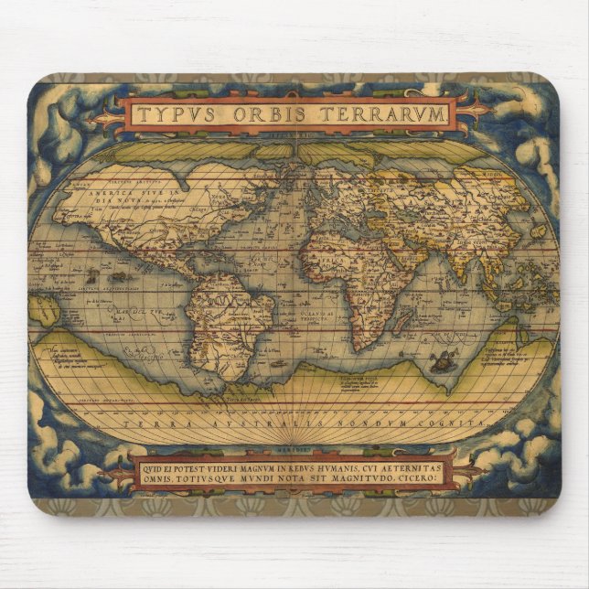 World Map Antique Ortellius Europe Travel Musmatta (Framsidan)
