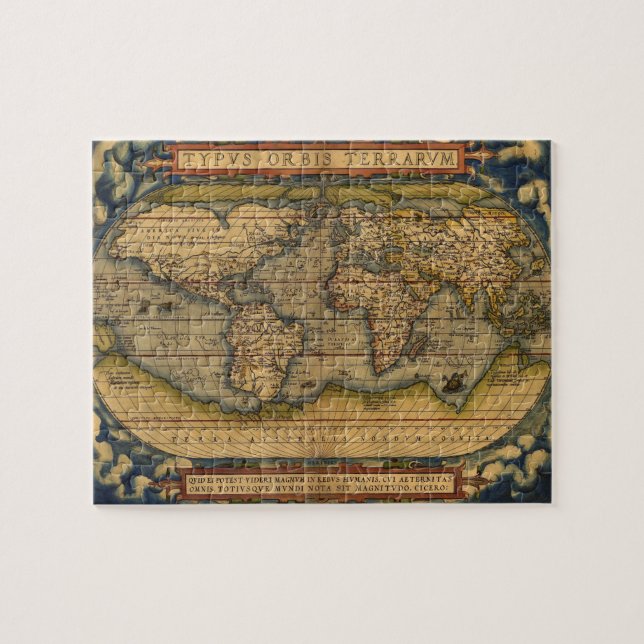 World Map Antique Ortellius Europe Travel Pussel (Horisontell)